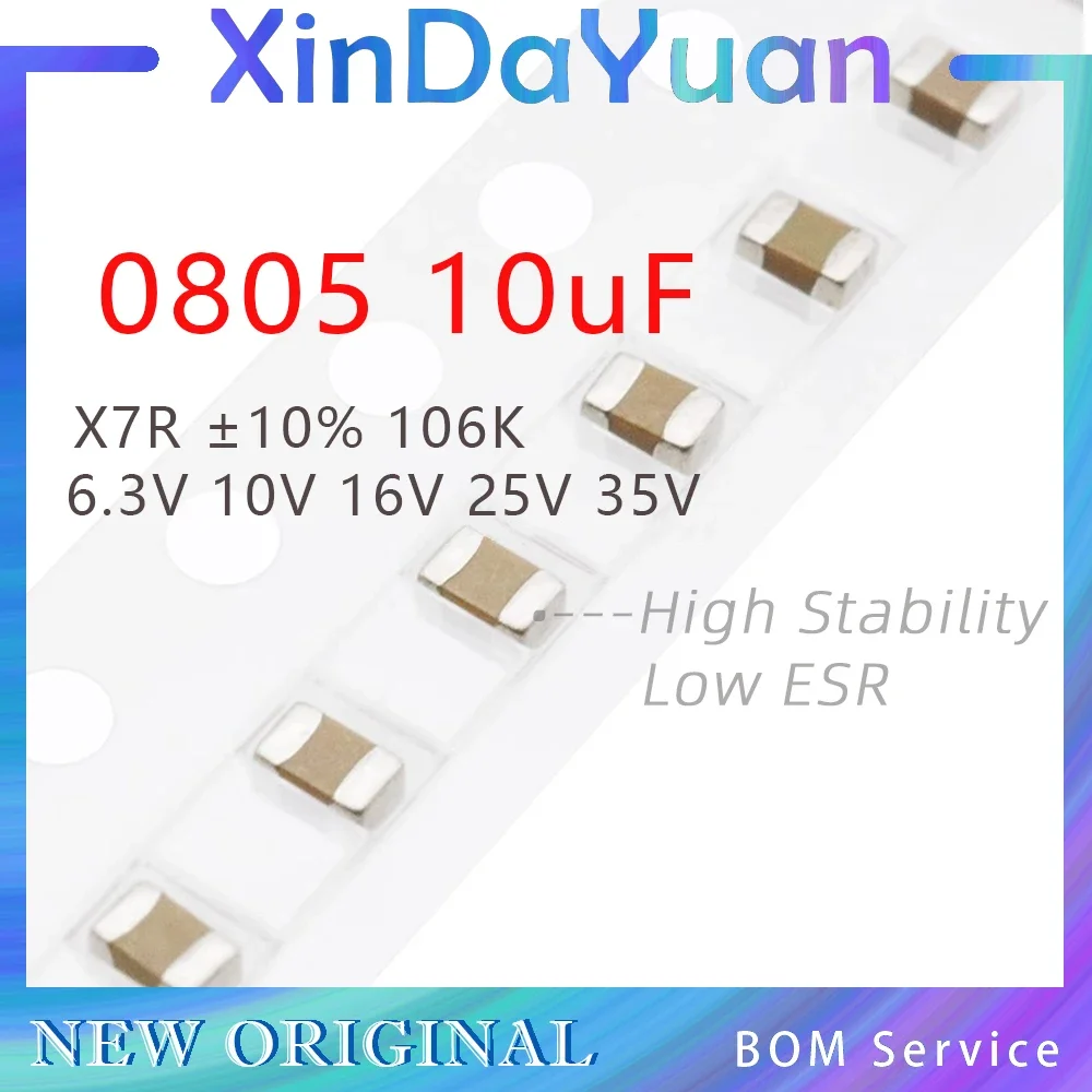 50 Stück 0805 10uF 106K 6,3V 10V 16V 25V 35V ±10% X7R SMD Mehrschichtiger Keramikkondensator MLCC Image