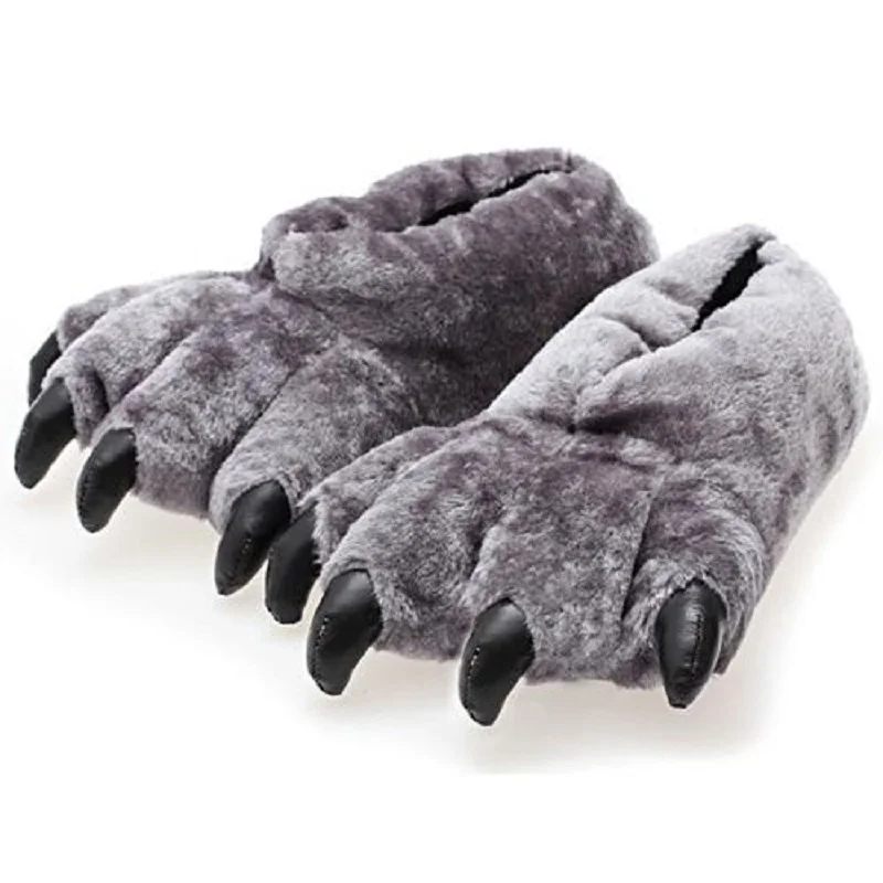 Unisex-Pfotenpantoffeln mit Krallen für Schuhe, Damen-Designer-Bigfoot-Chunky-Slipper, Größe 35–45, männliche, pelzige Slides mit Tierbär