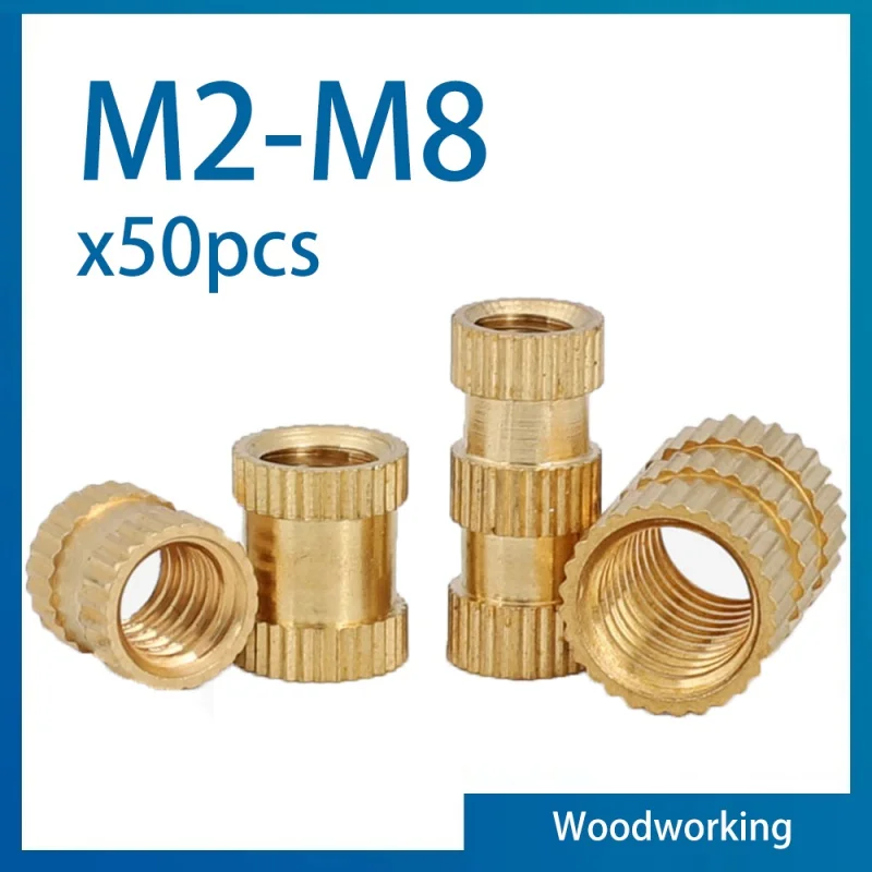50 teile/los m2 m2, 5 m3 m4 m5 m6 m8 Messing einsatz mutter Spritzguss Messing gerändelt mit Lese einsätzen Muttern Image