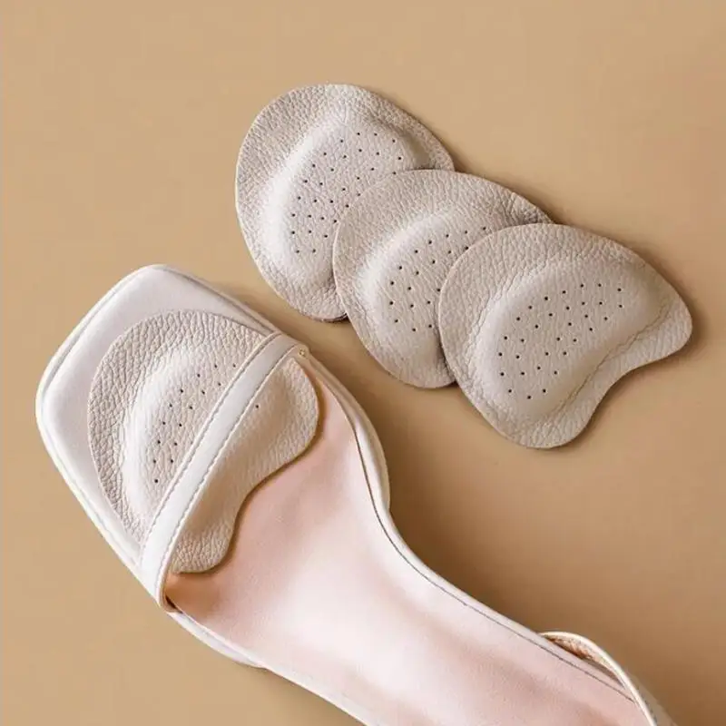 4PCS Sandalen Anti-rutsch Aufkleber Leder Vorfuß Pad Frauen High Heels Schmerzen Relief Einsatz Einlegesohlen Kappe Kissen Fuß pflege Schuhe Pad Image