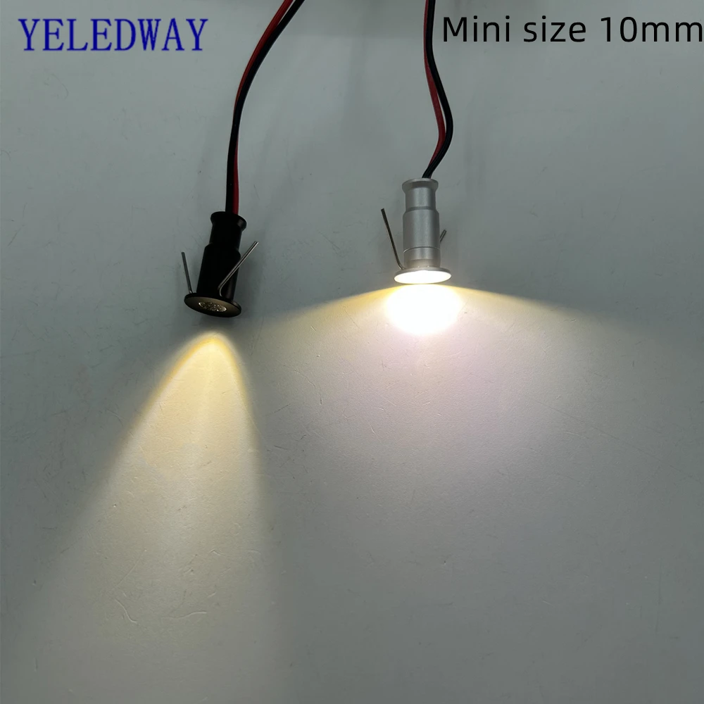 0,5 W Mini-LED-Strahler, Decke, Innenbereich, 10 mm, kleines Einbaustrahler, 12 V Downlight, dimmbar, Vitrine, Schrank, Küche, Treppenlampe
