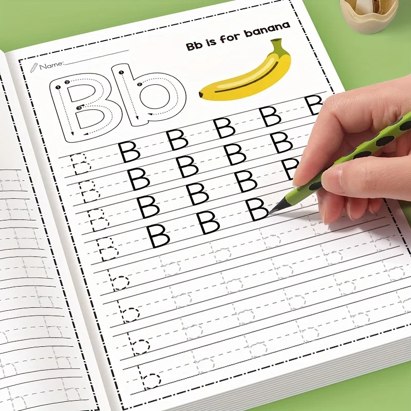 32-seitiges Alphabet-Handschrift-Übungsarbeitsbuch für Kinder im Alter von 3–6 Jahren | Lehrplan zum Schreiben im Vorschul- und Kindergarten mit Sichtwörtern, Image