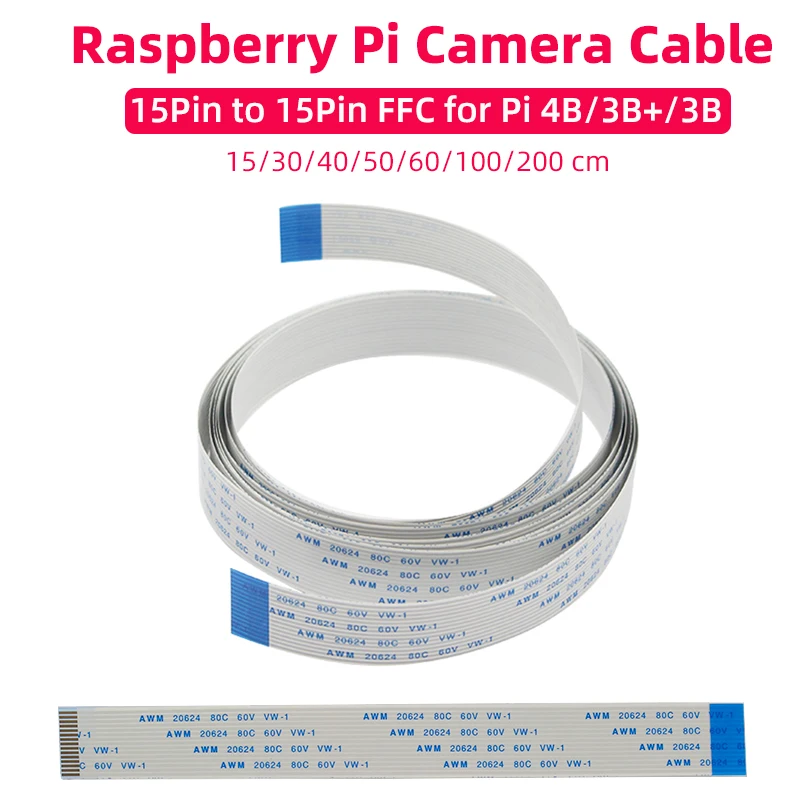 2M 1M 60/50/40/30/15CM Raspberry Pi Kamera Kabel Band FFC Pitch Flachdraht für Raspberry Pi 4 Modell B 3B+ CSI Kamera Modul Image