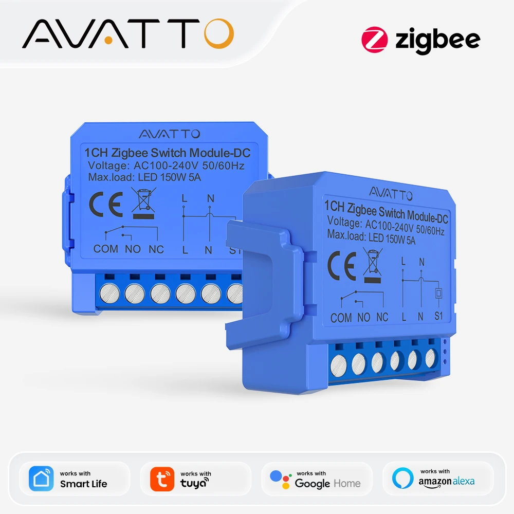 AVATTO Tuya WIFI/ZigBee Trockenkontakt Smart Lichtschaltermodul Smart DrY Breaker Relais DC 7-32V/AC100-240V Funktioniert mit Alexa Google Image