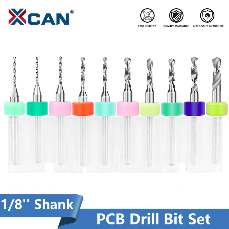 XCAN 10-teiliges PCB-Bohrer-Set Mikrobohrer für Leiterplatten 1/8 Zoll Schaft Mini-CNC-Bohrer 0,1-3,175mm Bohrwerkzeuge Image