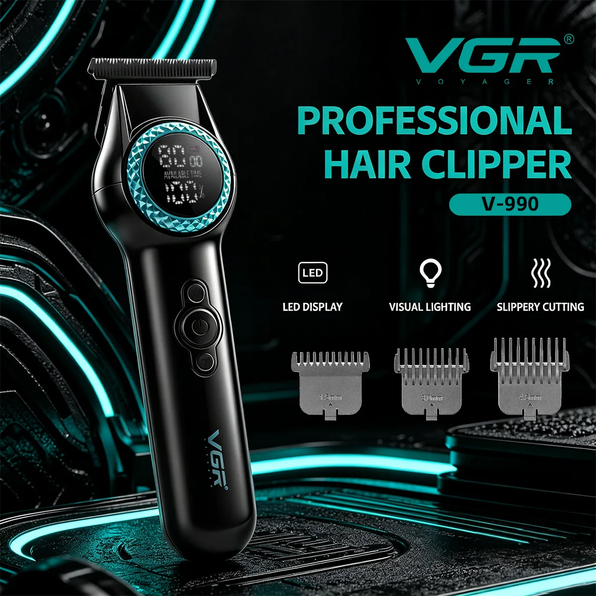 VGR Haartrimmer Schnurlos Haarschneidemaschine Barbier Elektrisch 8000 U/min Haarschneider Fachmann Haarschnitt Trimmer für Männer V-990 Image