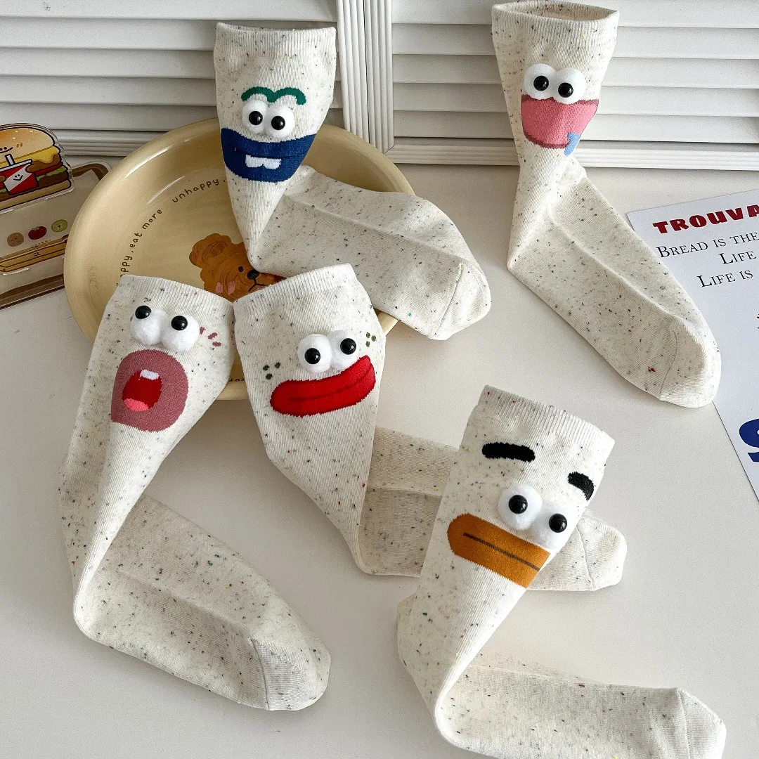 Lustige Ausdruck Frauen Socken Frühling Sommer Schüler tragen niedlichen Cartoon große Augen Männer Socken Freunde Geburtstags geschenke Image