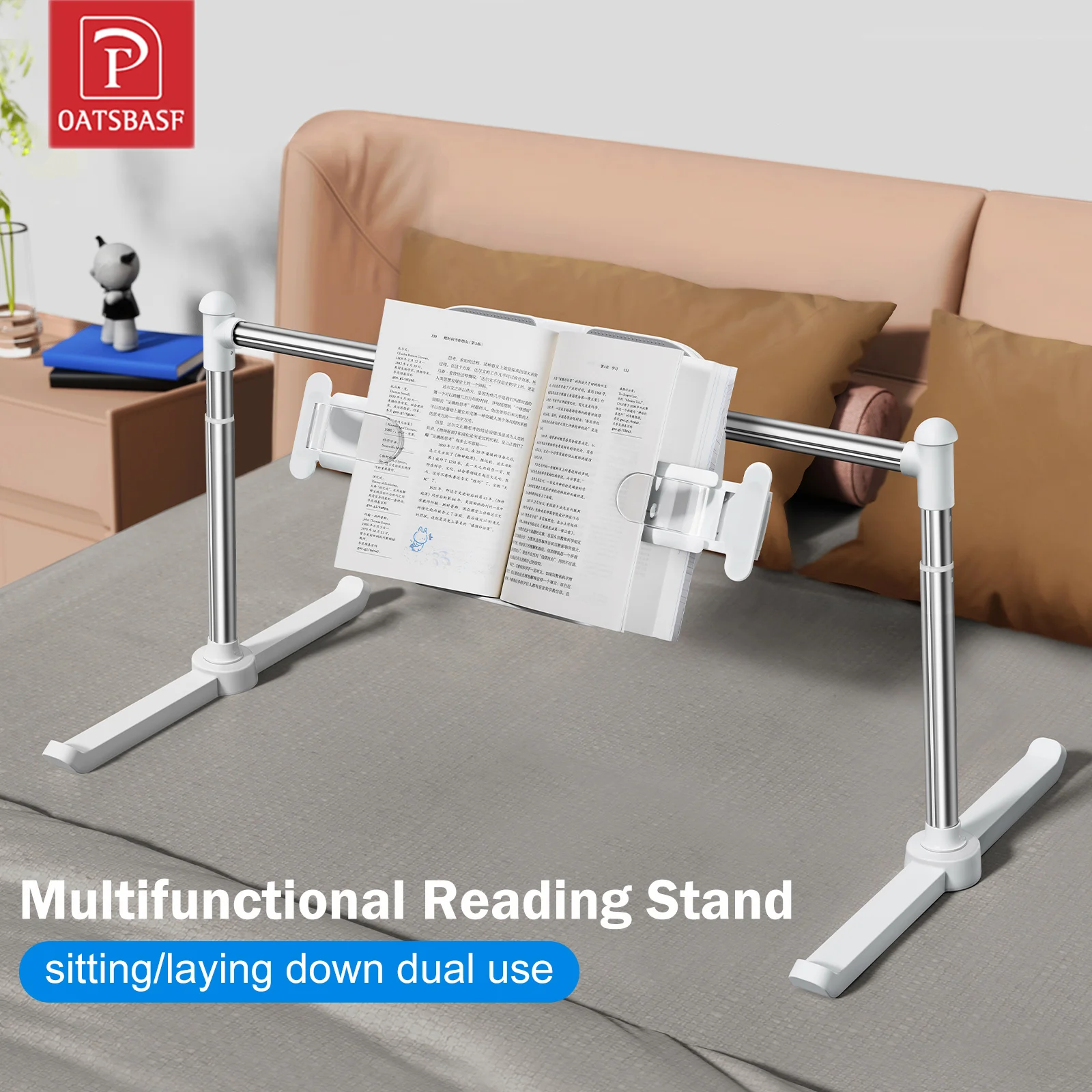 Oatsbasf Faltbarer Tablet-Ständer, iPad-Ständer, Halter, Bett, Lesebuch, Rack, fauler Telefonhalter, multifunktionales Kombinationsregal Image