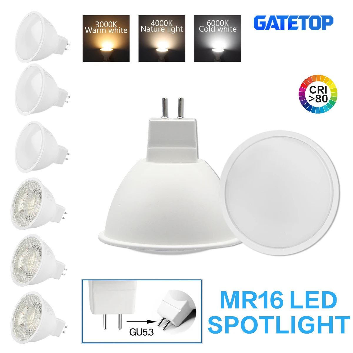 1–20 Stück Niederspannung AC DC 12 V 24 V LED-Strahler MR16-Birne GU5.3 120 Grad 38 Grad 3 W-8 W ersetzen 50 W Halogenlampe Wohnzimmer Image