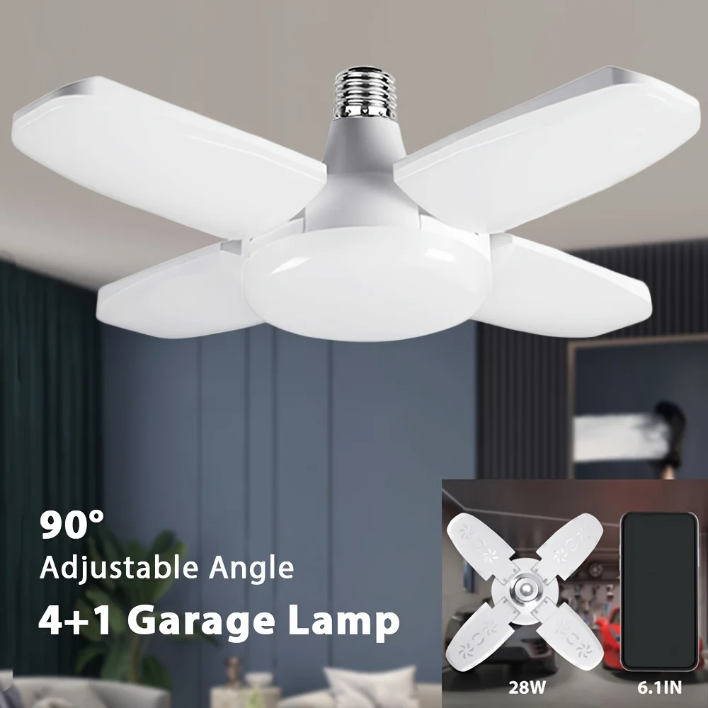 LED-Birne, AC 85–265 V, E27, Pendelleuchte, 28 W, faltbar, 4 Blattform, LED-Leuchten, Mini-Blatt-Licht für Zuhause, Wohnzimmer, Lager, Garage