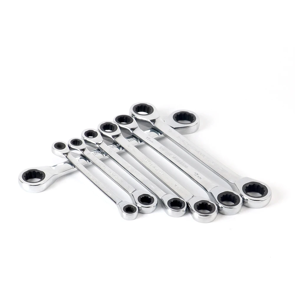 1-teiliges Doppelratschenschlüssel-Schraubens chl üssel werkzeug Handwerkzeug 72-Zahn-Chrom-Vanadium-Stahl-Spiegel finish Image