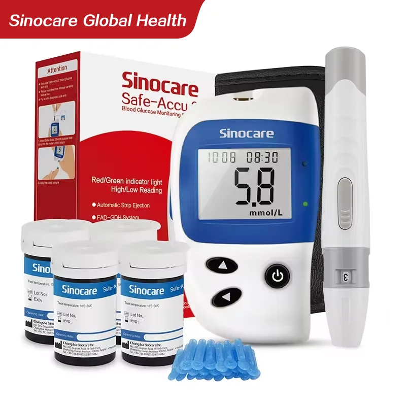Sannuo Sinocare Safe ACCU2 Blutzuckermessgerät, Blutzuckertest-Set, Diabetes, Heimzuckermessgerät mit 50 Streifen oder nur Streifen Image