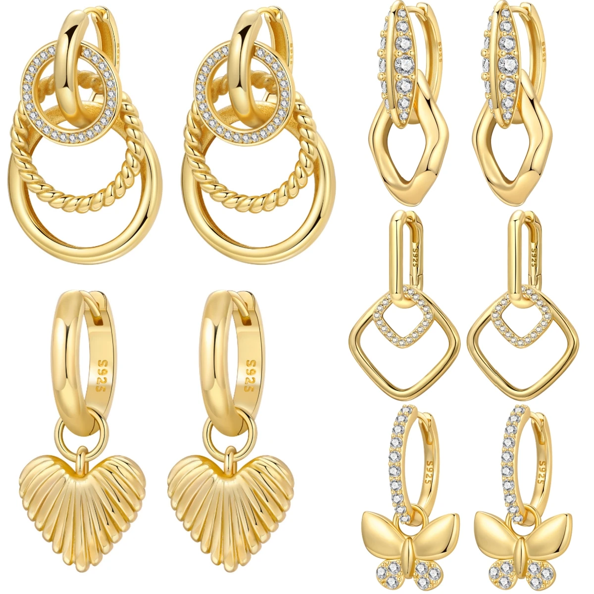 PANPOKI 925 Sterling Silber 18 k Gold Elegante Französisch 3-schicht Tropfen Ohrringe Frauen Ohrringe Fashion Party Original Schmuck geschenke
