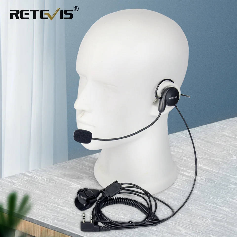 Retevis EHK002 H777 Walkie Talkie Ohrhörer 2Pin Weiches Mikrofon Hinter Kopf Headset Finger PTT Radio für BAOFENG UV-5R Quansheng Image
