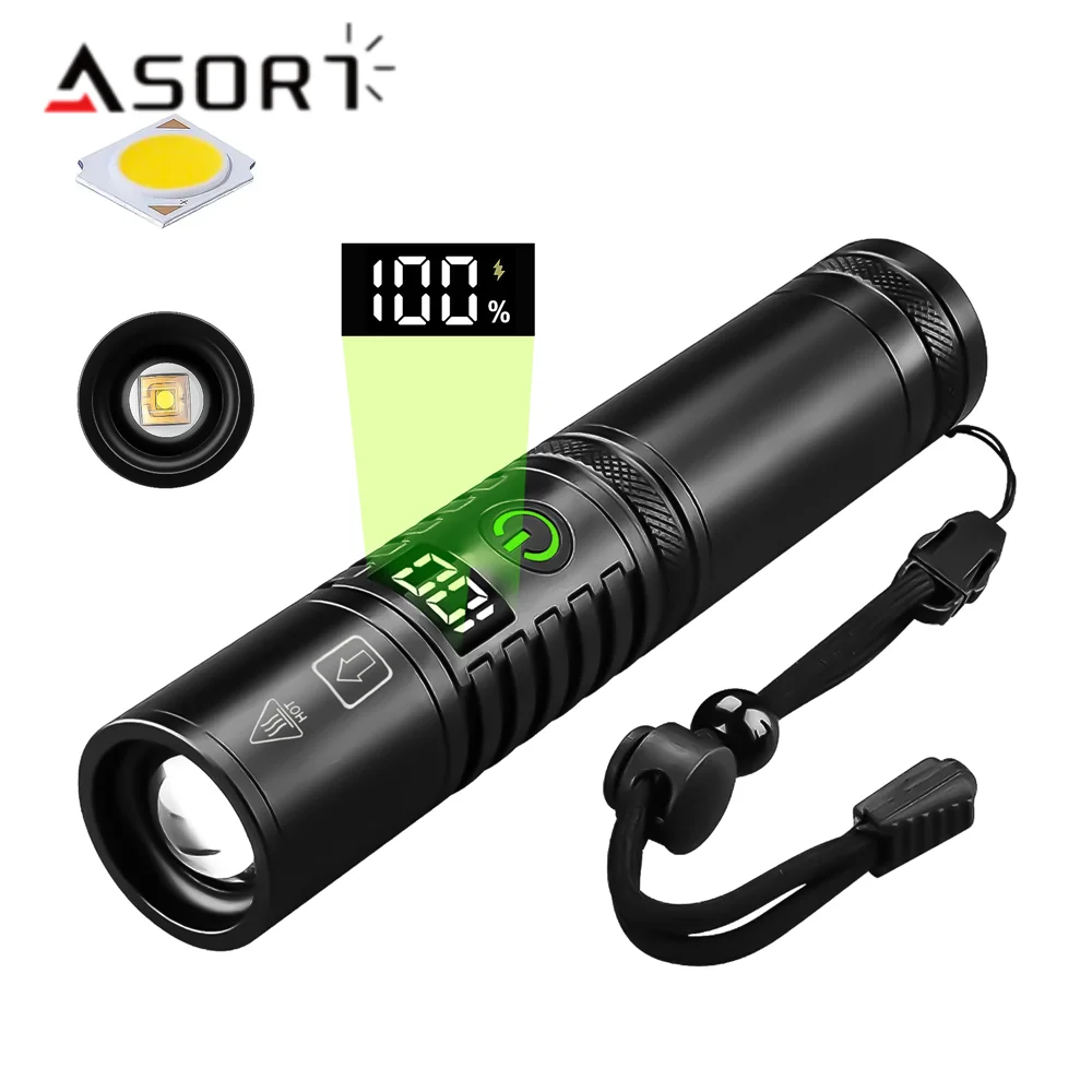 Hochleistungs-Scheinwerfer, LED-Taschenlampe mit großer Reichweite und Power-Typ-C-Aufladung, zoombare taktische Taschenlampe aus Aluminiumlegierung, Outdoor-Laterne Image