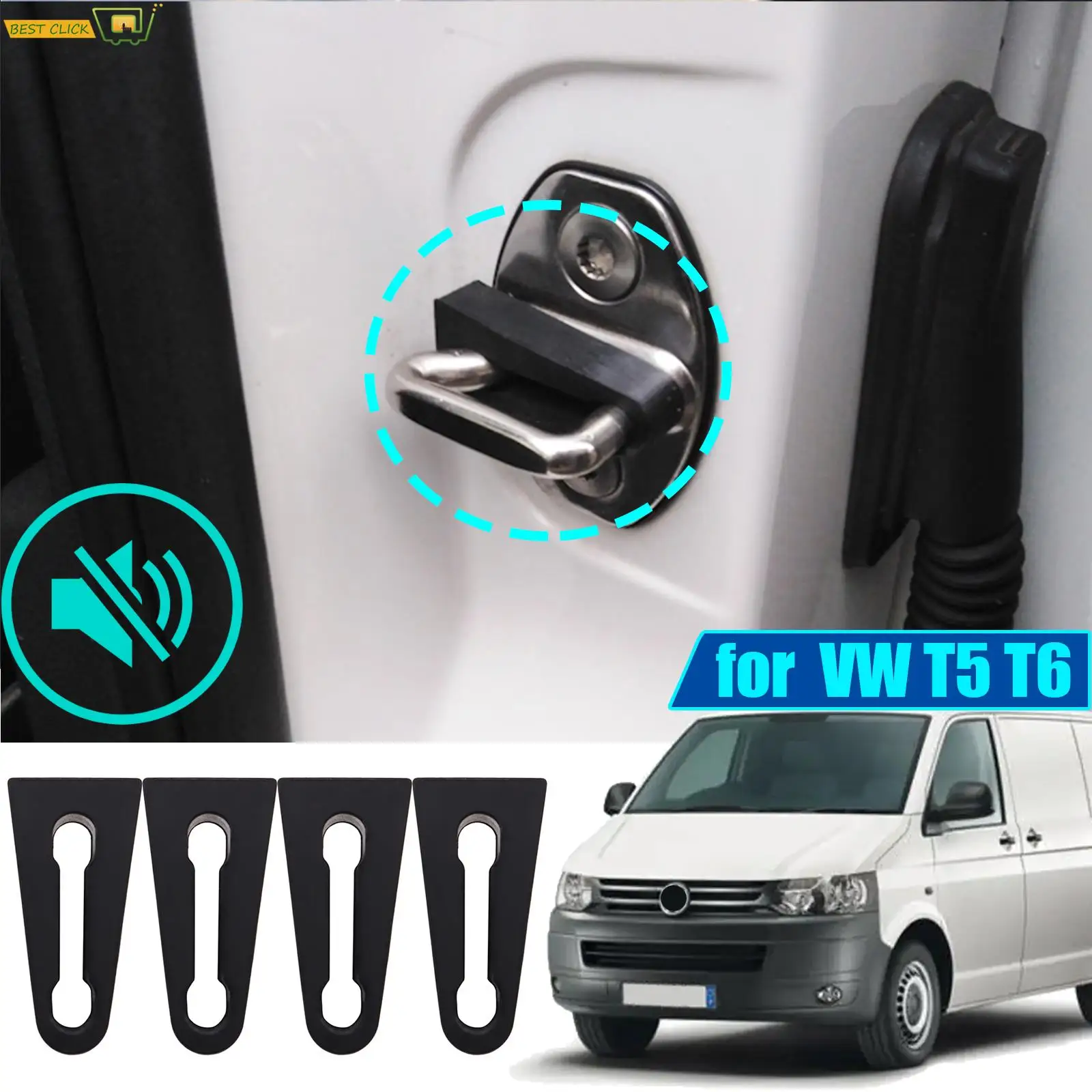 Türschloss-Puffer-Dämpfer für Volkswagen Transporter T5 T6 Caravelle Multivan, schalldichte Isolierung, leise Deaf Creaking Noise Seal Image