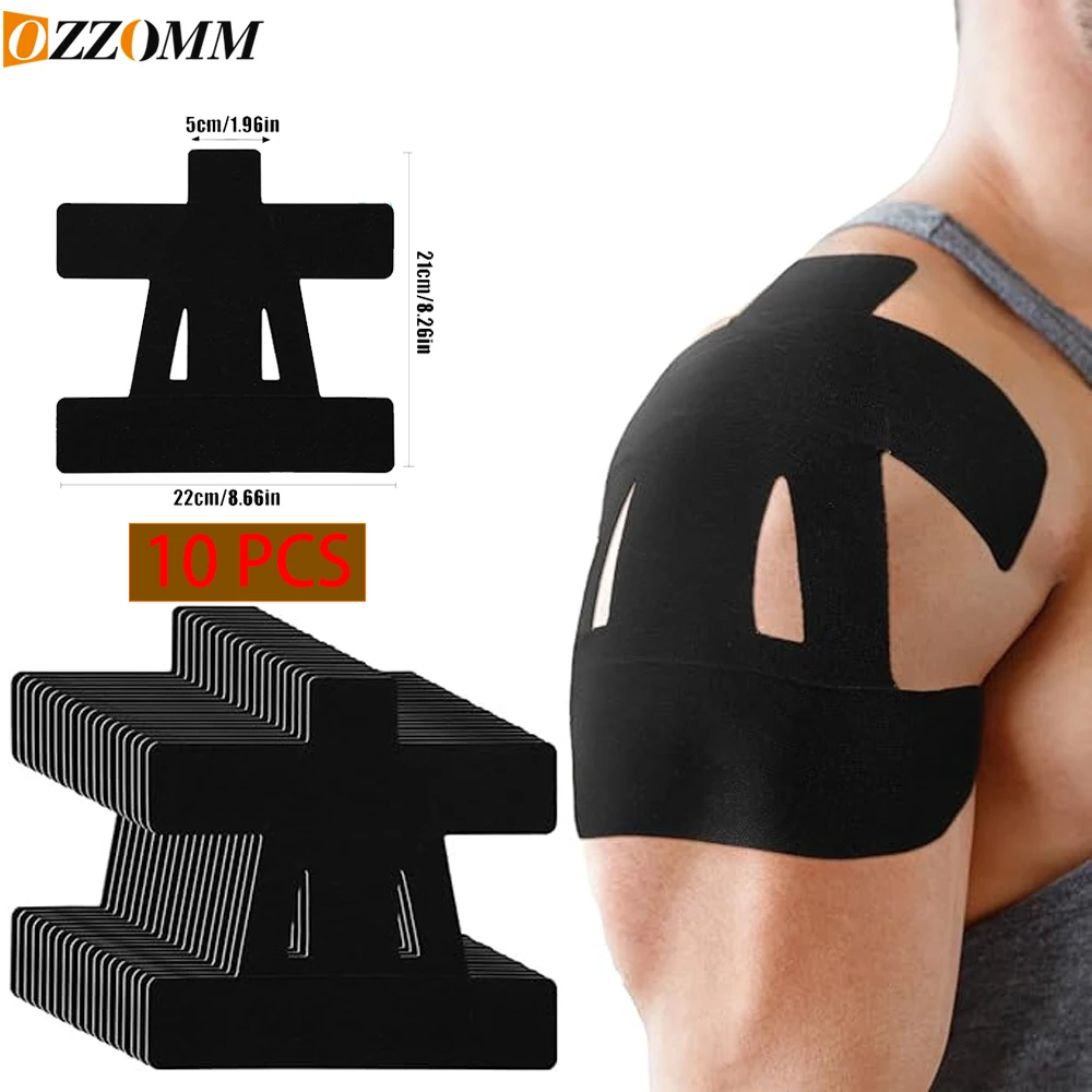 10-teiliges Kinesiologie-Tape für die Schulter, vorgeschnitten, Schulterband – wasserdicht und atmungsaktiv, verbessert das elastische Sportband zur Schmerzunterstützung Image