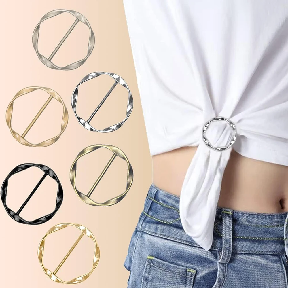 6 Stück Hemd-Krawatten-Clips, Ring-Clip, T-Shirt-Schnalle, Ring-Clip, Metall, rund, Kreis-Clip, Ringe, Schnalle, Clip für Hut, Gürtel, Schals, T-Shirt Image