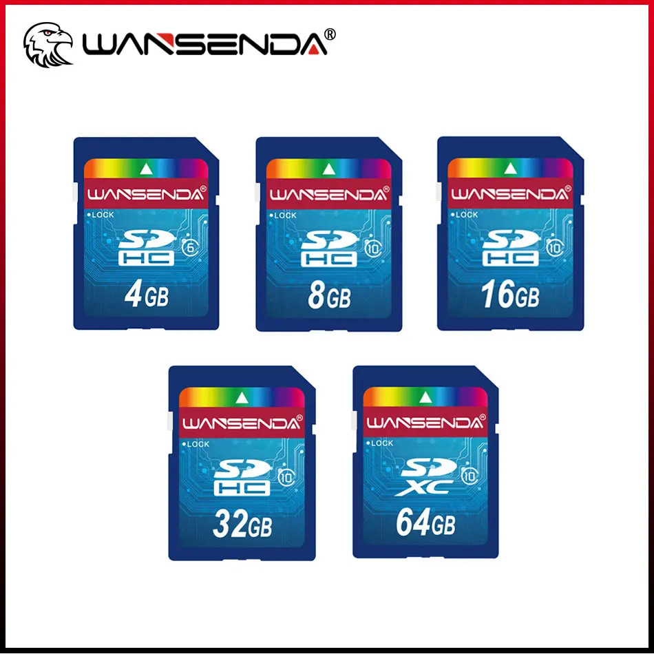 SD-Karte in voller Größe Wansenda, echte Kapazität, 4 GB, 8 GB, 16 GB, 32 GB, 64 GB, SD-Karte, Speicherkarte für Kamera, Notebook, digitale Geräte, Aufbewahrung