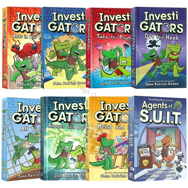 8-bändiges Set InvestiGators Crocodile Scout Hardcover/Taschenbuch Englisches Brückenbuch für Kinder Urkomische Comic-Bücher Image