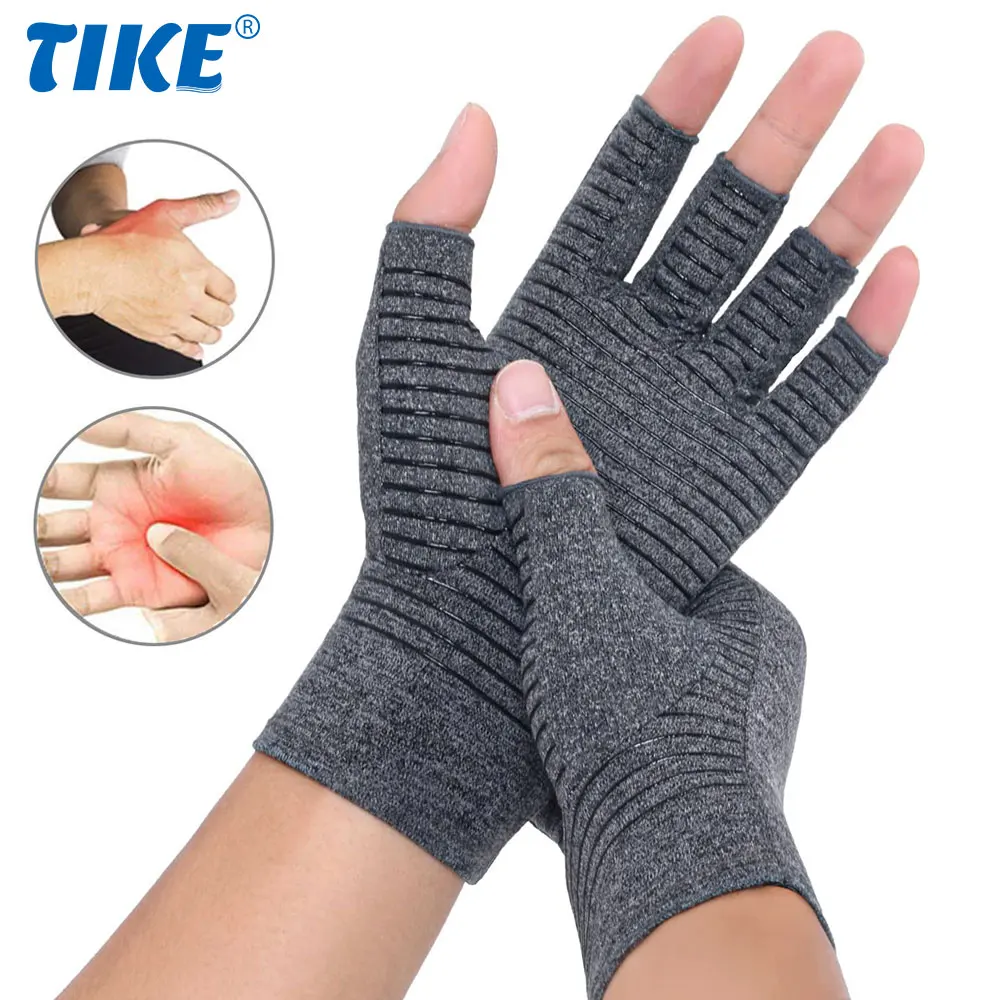 Kompressions-Arthritis-Handschuhe, hochwertige Handhandschuhe zur Linderung von arthritischen Gelenkschmerzen, Therapie, Karpaltunnel, Handgelenkstütze, fingerloser Handschuh Image