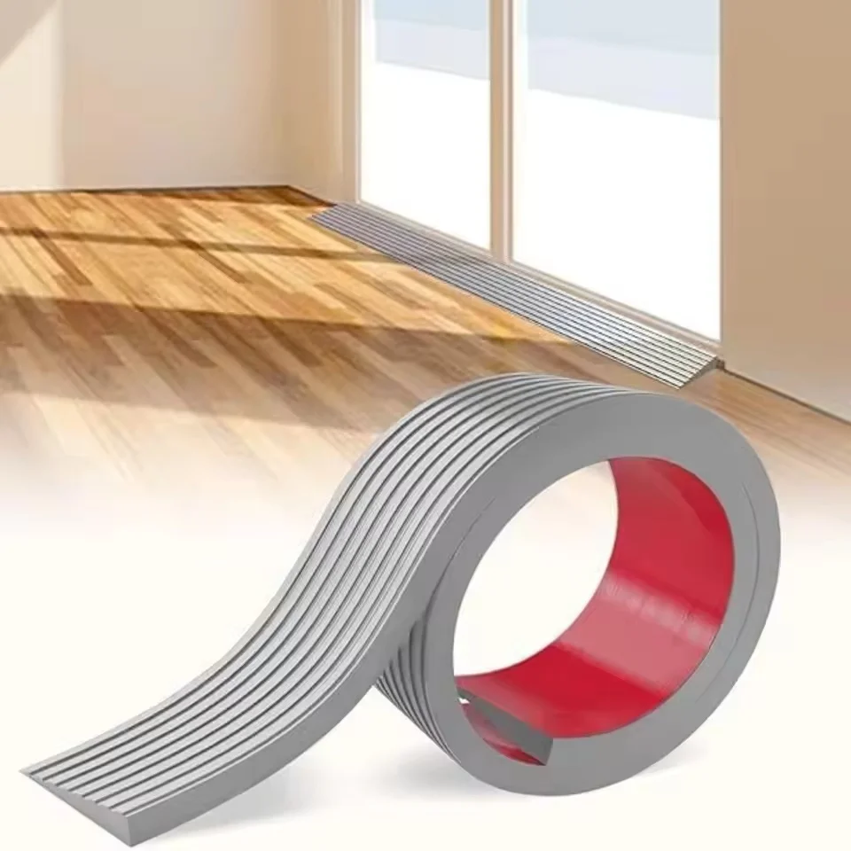 1 STÜCK 1 m x 5 cm Türschwellenrampe PVC Selbstklebende Gummirampe Verschleißfestes gestreiftes Treppen-Anti-Rutsch-Band Image