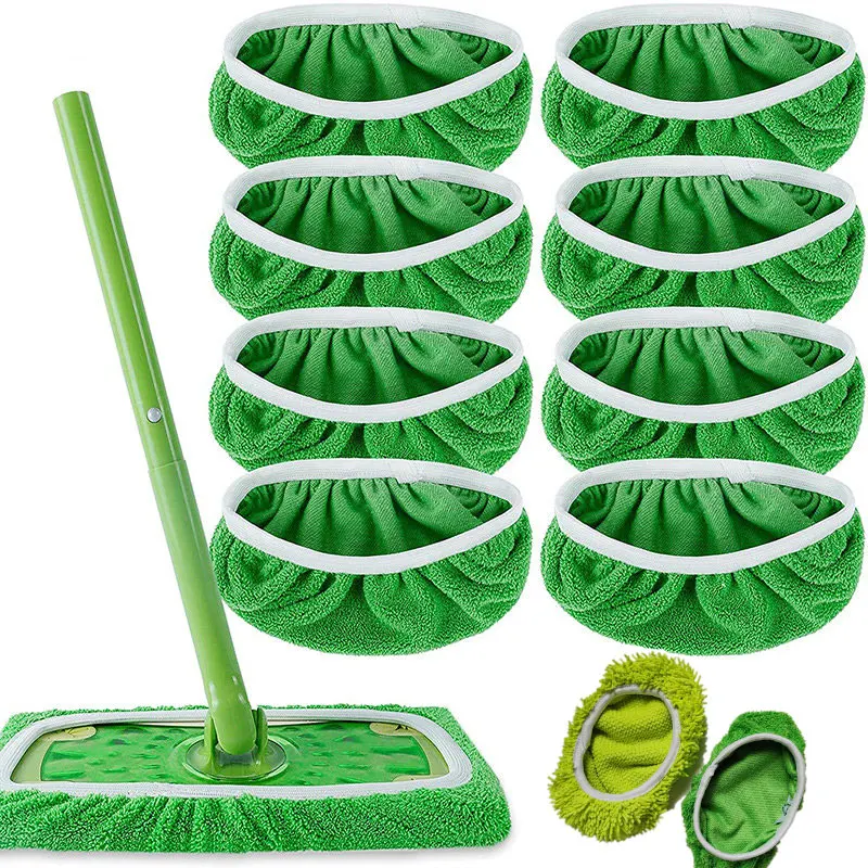 Mikro faser Mop Tuch saugfähiger Schwamm Ersatz wieder verwendbar geeignet für Swiffer Flat Mop Haushalts zubehör grünes Badezimmer Image