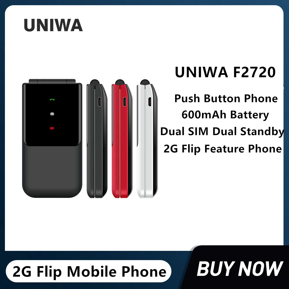 Uniwa f2720 Flip Handy Dual-SIM-Karte Druckknopf Telefon für ältere Menschen 1,7 Zoll Wireless Radio Lautsprecher Mini-Feature-Telefon