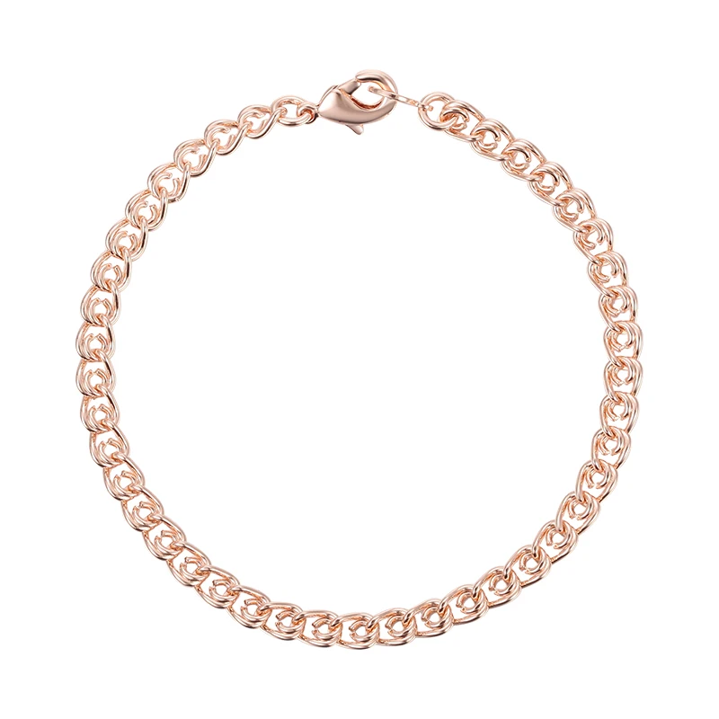 Frauen Armband Liebhaber 3mm 5mm 585 Rose Gold Farbe Klassische Curb Armband Größe