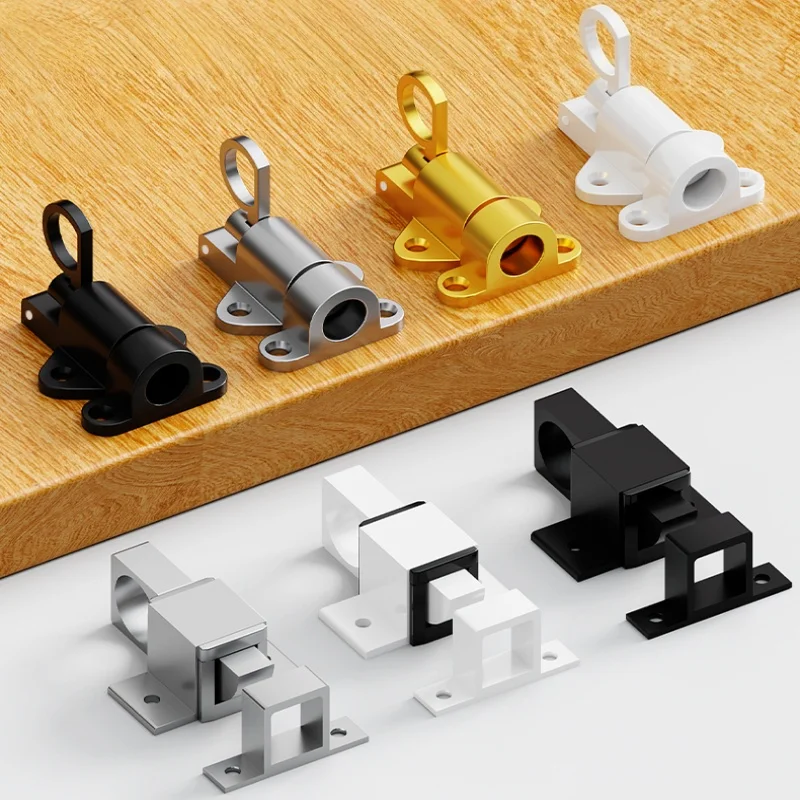 Automatischer Federriegel aus Aluminiumlegierung, selbstschließender Zylinderriegel, Tür- und Fensterschieberriegel, Sicherheits-Zugring-Torriegel Image