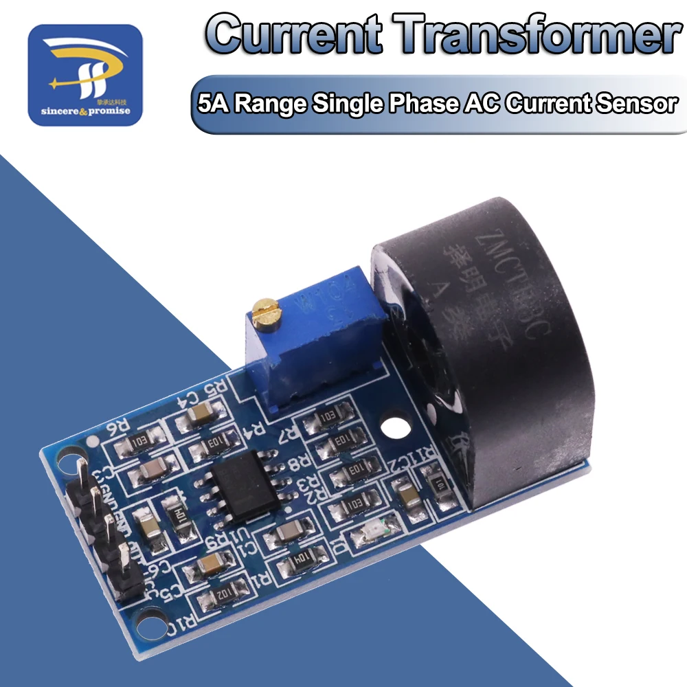 ZMCT103C 5A Bereich Einphasig AC Aktiver Ausgang Onboard Präzisions-Mikrostromtransformatormodul Stromsensor für Arduino Image