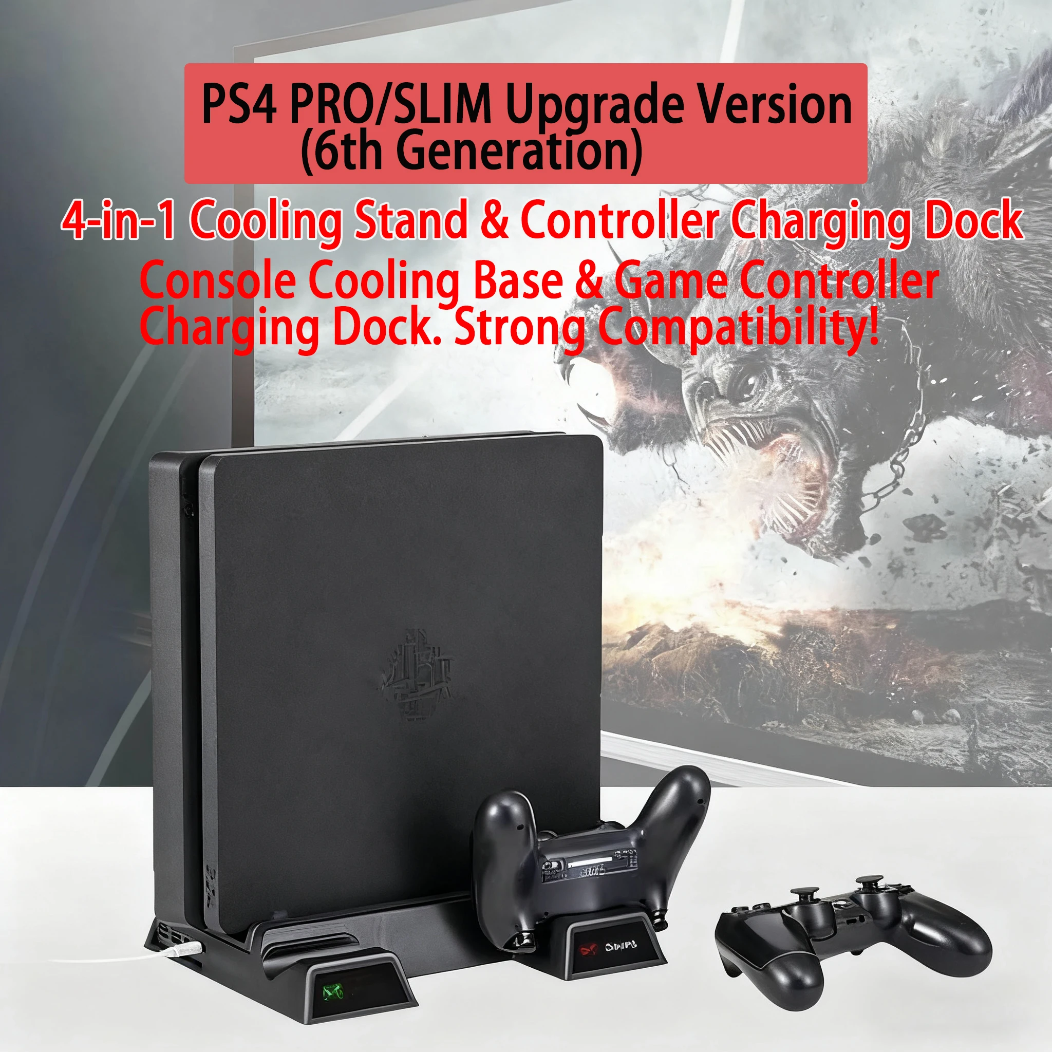 Unterstützung für Sony PS4 Spielkonsole Playstation Play Station PS4 Pro Slim Stand Fan Controller Steuerung Zubehör Basis Docking