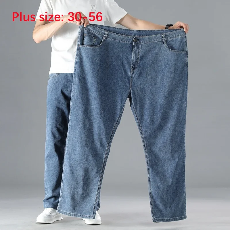 Extra große 56,54 Overs ize Jeans große Herren hose plus Größe Hosen Männer lose gerade Frühling Herbst dünne elastische Vater hose