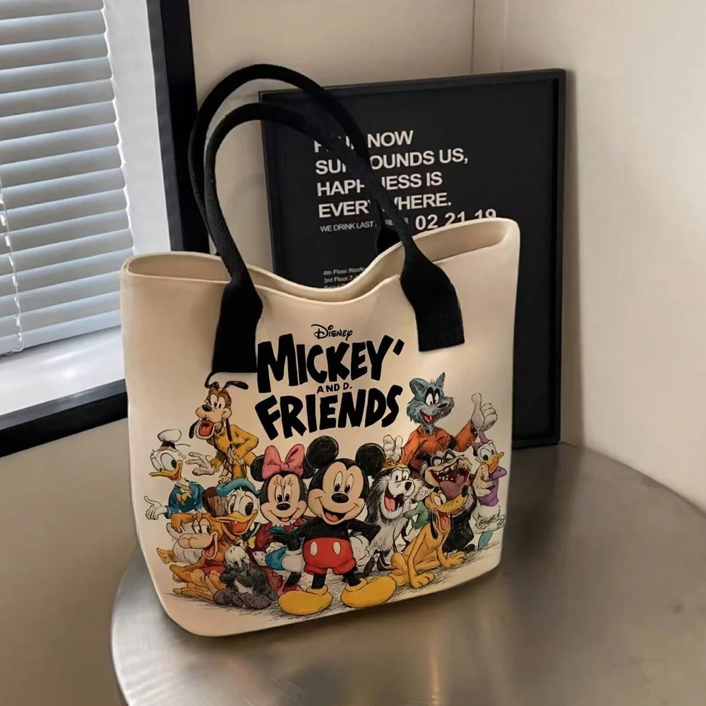 Disney Mickey Mouse Minnie Vielseitige Canvas-Umhängetasche mit großem Fassungsvermögen, lässige, vielseitige Tragetasche für Damen, Handtasche für Studenten und Klassen Image