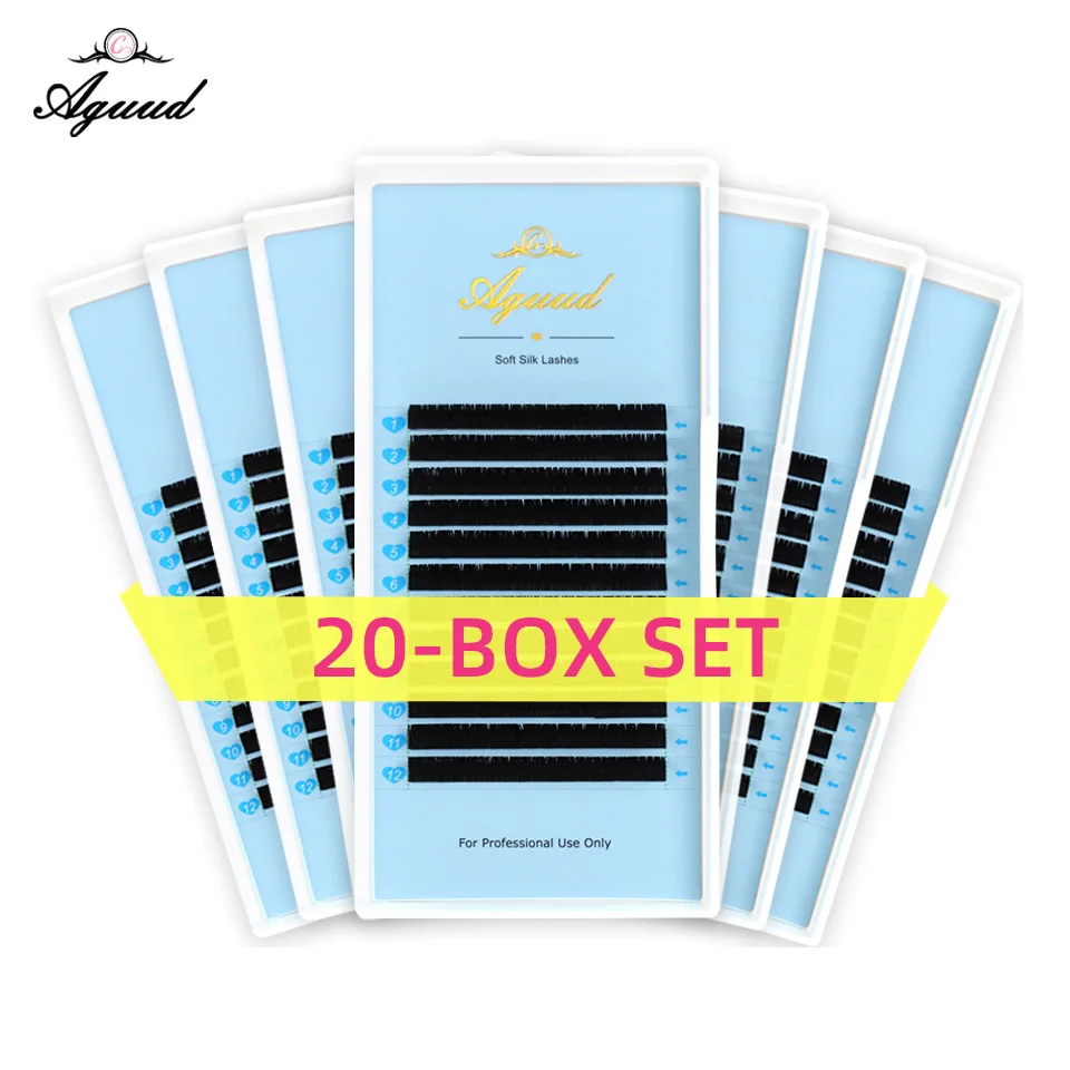 AGUUD 20 Trays/Lot Individuelle Wimpernverlängerung Natürliche Weiche Russische Volumen Wimpernverlängerung Liefert Großhandel Wimpern Make-Up Cilio Image