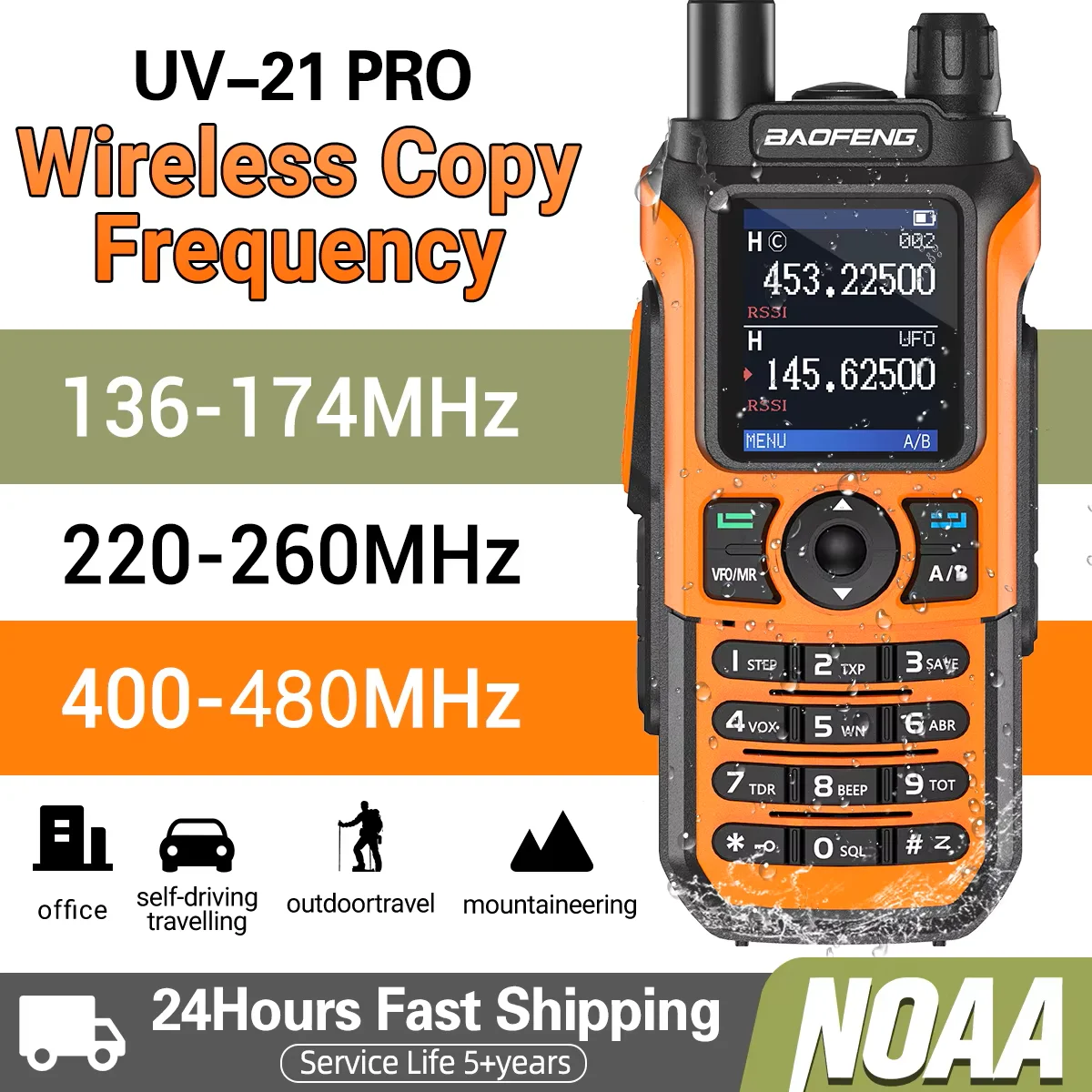 Baofeng UV-21 PRO Walkie Talkie Long Range Wireless Copy Frequency Typ-C Ladegerät Tri Band High Power Wasserdicht V2 HAM Radio Image