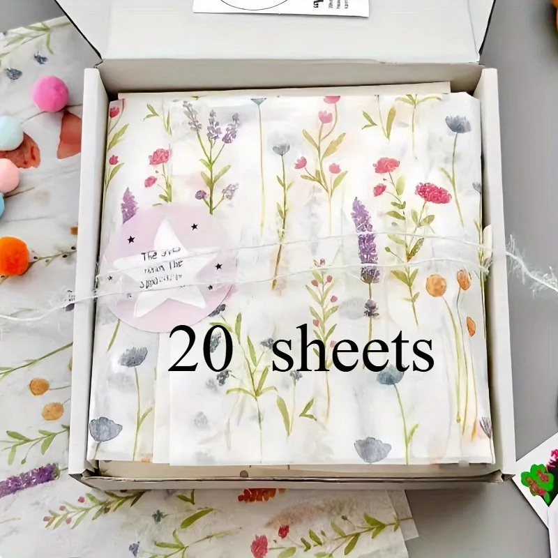 20 Blatt Seidenpapier mit Lavendel-Aufdruck – halbtransparent, perfekt für Weihnachten, Geburtstage, Hochzeiten, Valentinstag, 35,6 x 50,8 cm Image