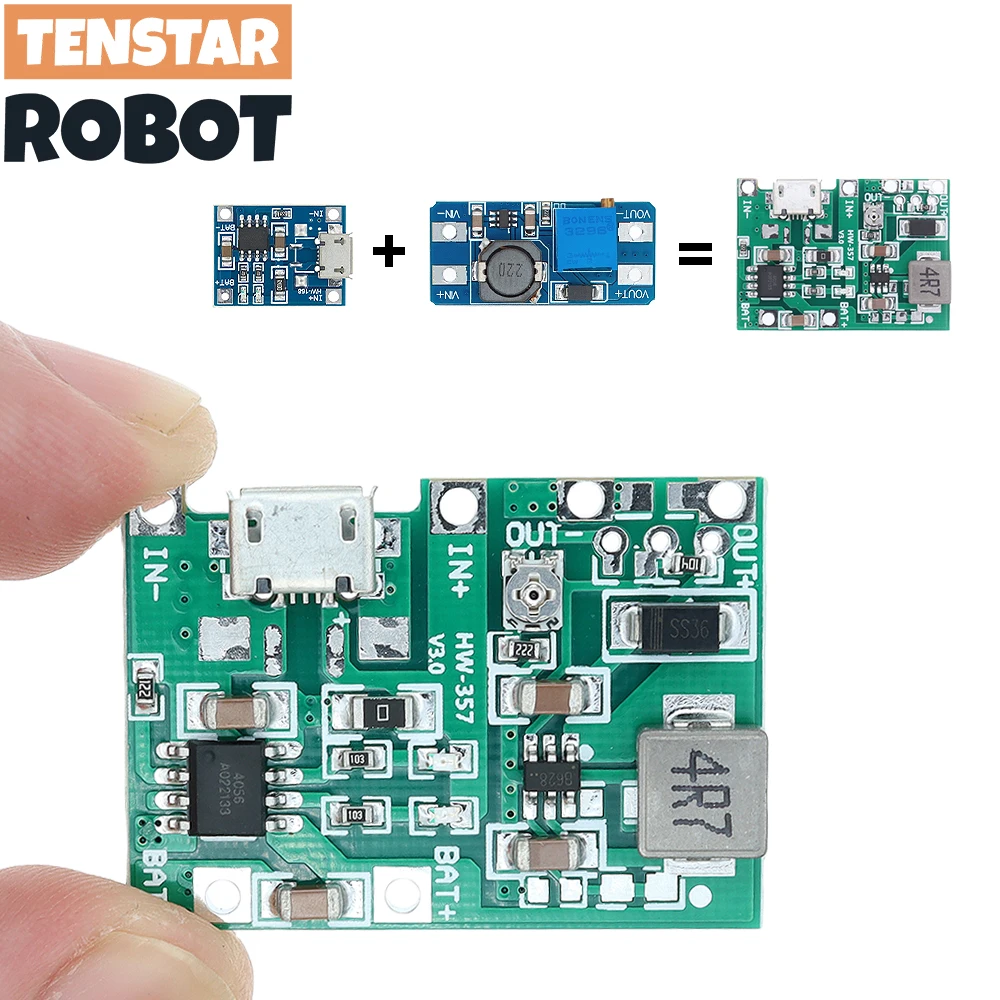 Lithium Li-Ion 18650 3,7 V 4,2 V Batterie Ladegerät Bord DC-DC Step Up Boost Modul TP4056 + MT3608 DIY Kit Teile Image