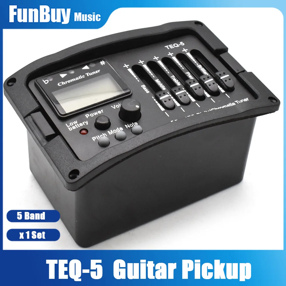 5-Band-Vorverstärker für Akustikgitarre, EQ-Equalizer, Verstärker für klassische Akustikgitarre, digitales Stimmgerät der Chromatia-Mischung, Piezo-Tonabnehmer Image