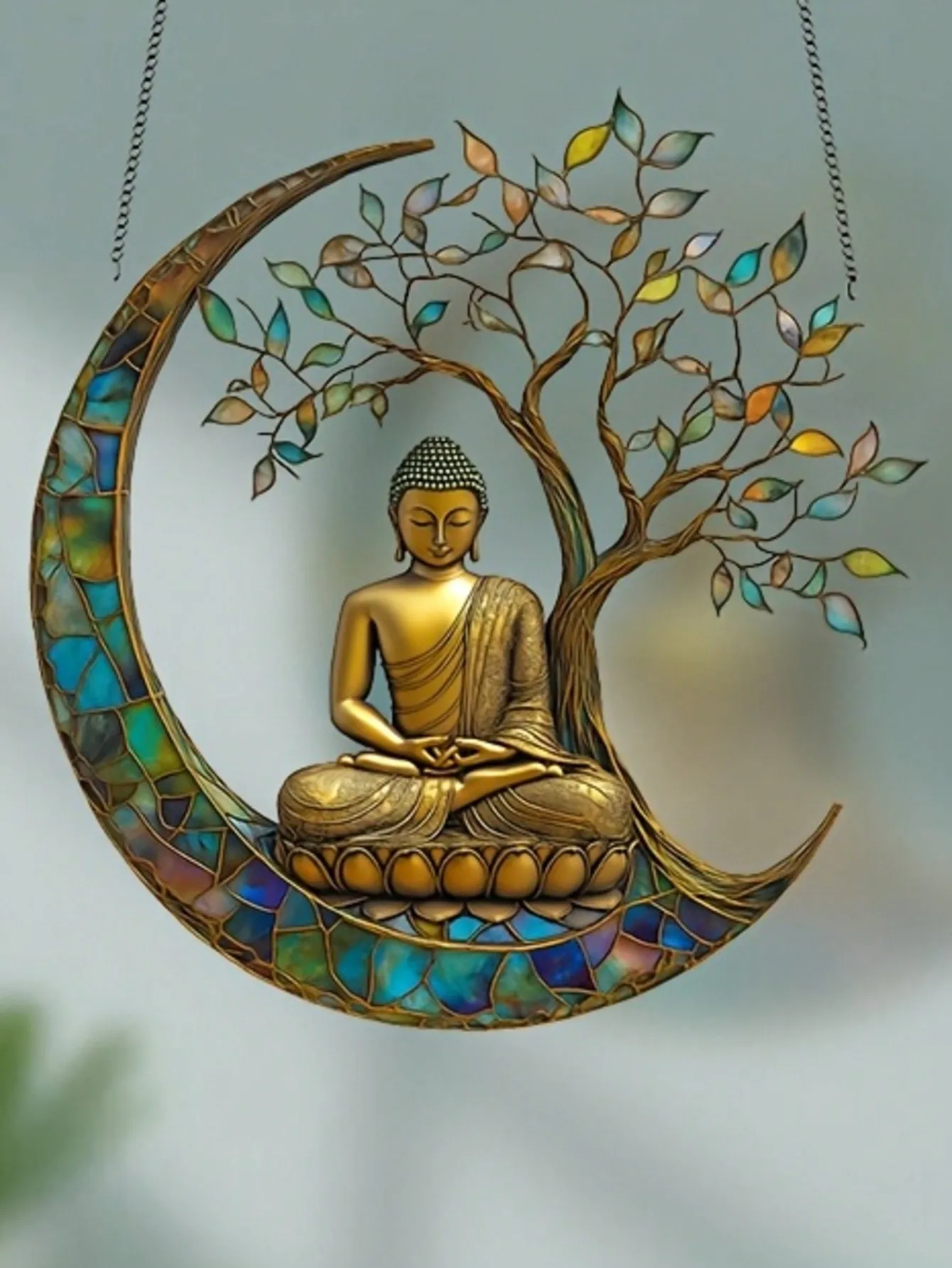 1PCS2D bezaubernde Buddha-Sonnenblende – gefärbtes Acryl, perfekt für Haus- und Gartendekoration, religiöse spirituelle Geschenke Image