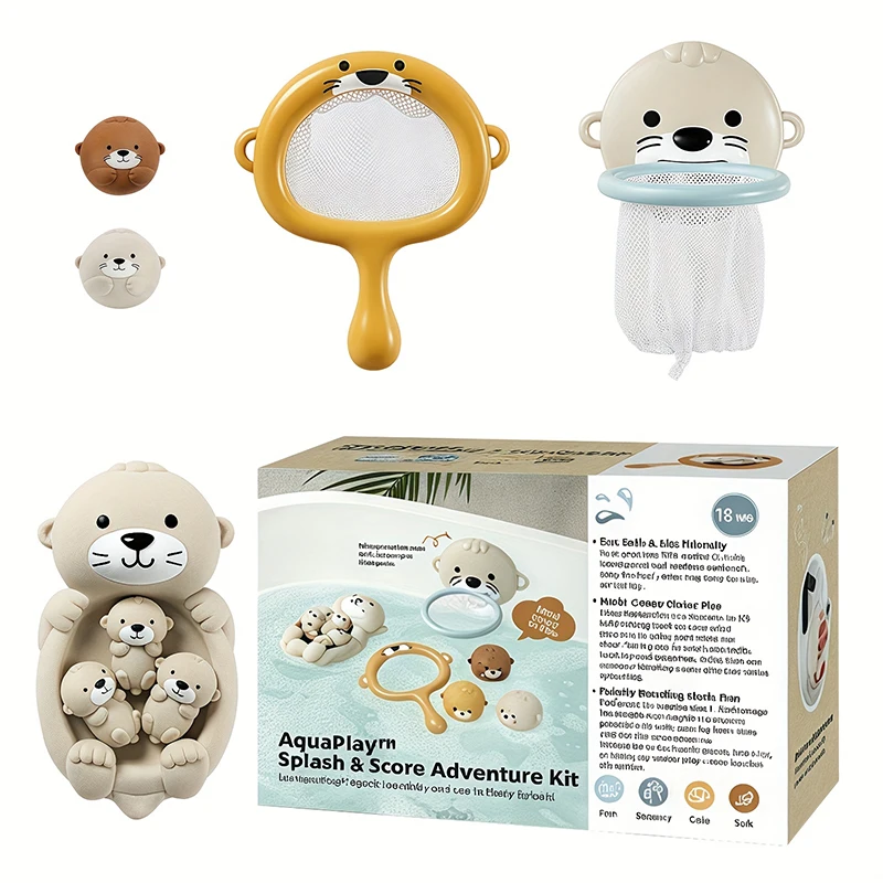 Schöne Otter Familie Baby Bad Spielzeug Silikon Bad Spielzeug Eltern-kind-otter Schwimm Wasser Spielzeug Weiche Squeeze Badewanne Spielzeug für Baby