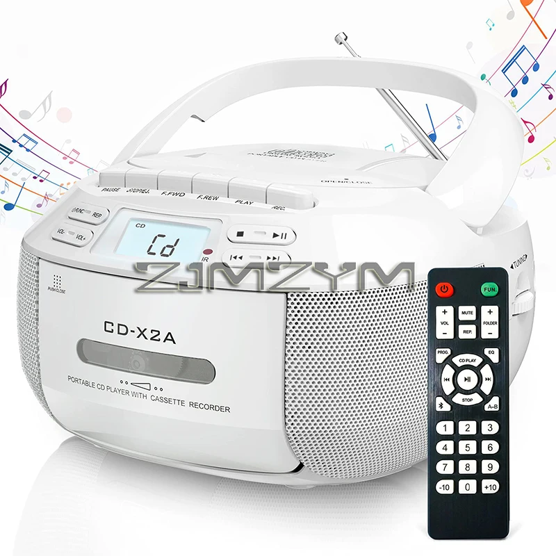 CD-Kassettenspieler-Recorder mit USB/MP3- und Funken, tragbare CD-Band-Boombox mit Fernbedienung, AC-DC-Stromversorgung Image