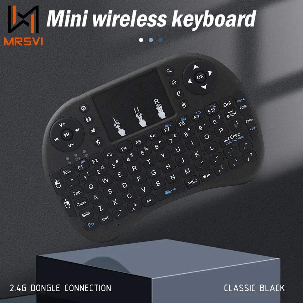 MRSVI I8 2,4 G Mini Wireless Tastatur Classic Black Air Mouse Fernbedienung Touchpad für Android TV Box PC Smart TV Image