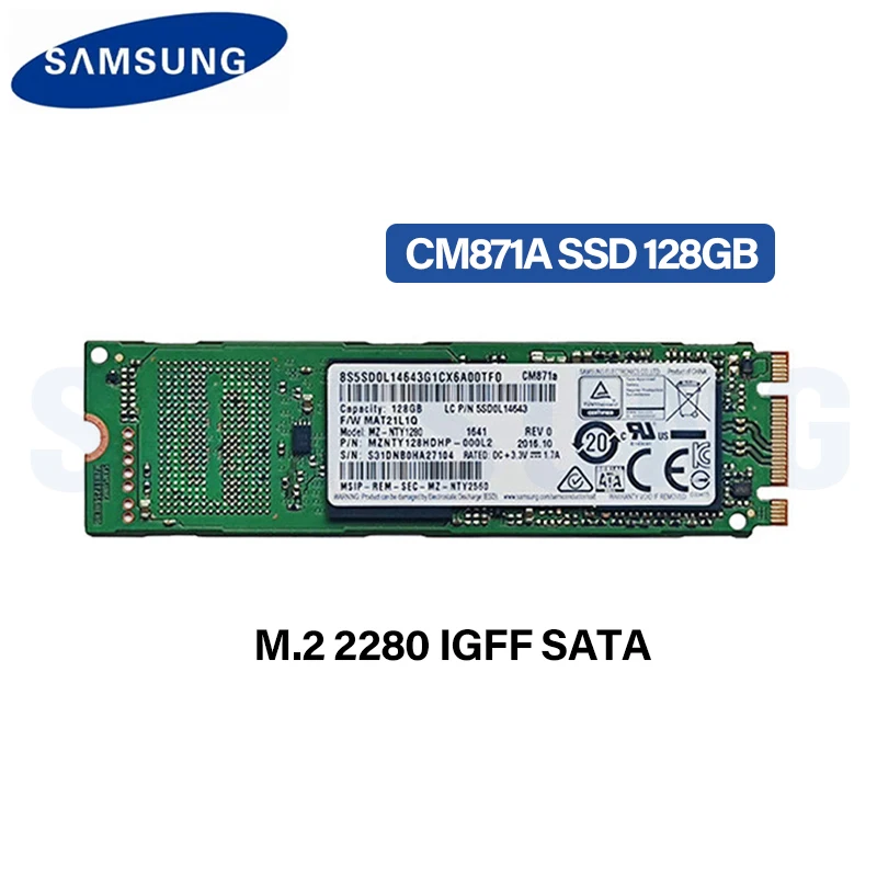 Samsung CM871a SSD 128 GB NVMe Festplatte HDD Festplatte M.2 2280 NGFF SATA Internes Solid-State-Laufwerk für Laptop-PC Image
