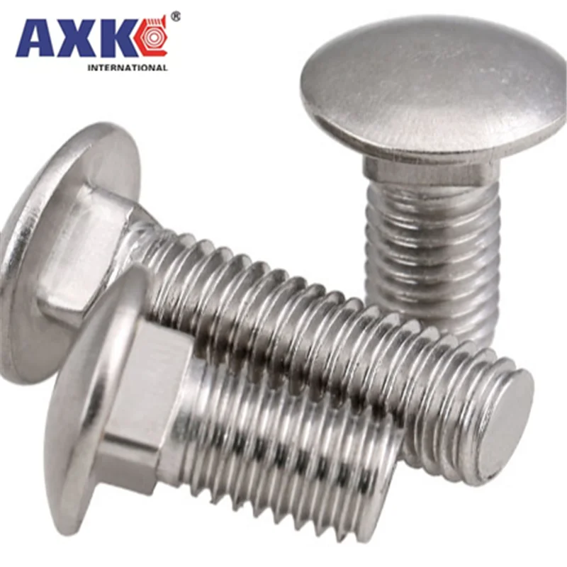 2/10 Stück M4 M5 M6 M8 M10 M12 Stahl GB12 DIN603 Truss Rundkopf Vierkanthals-Wagenschraube Trainerbolzen für Regal Schreibtisch L = 10–100 mm Image
