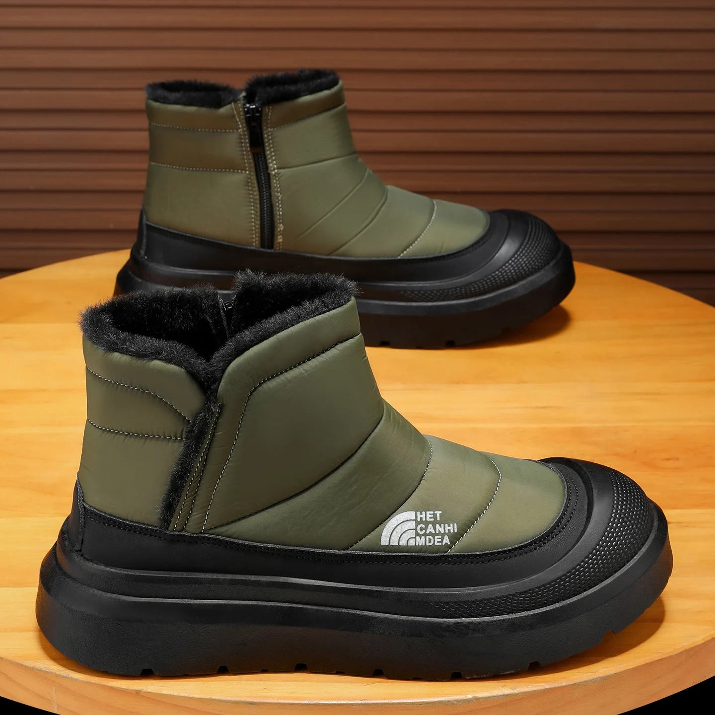 Winterschuhe Herren 2026 Pelz Warme Bequeme Schneestiefel Outdoor Wasserdichte Daunenstiefel High Top Stiefeletten Plateauschuhe Größe 44