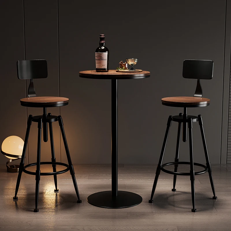 Höhenverstellbare Barhocker, drehbar, rückenfrei, Rückenlehne, Restaurant, modernes Barhocker-Design, Massivholz, Sillas De Barra, Möbel, Luxus Image
