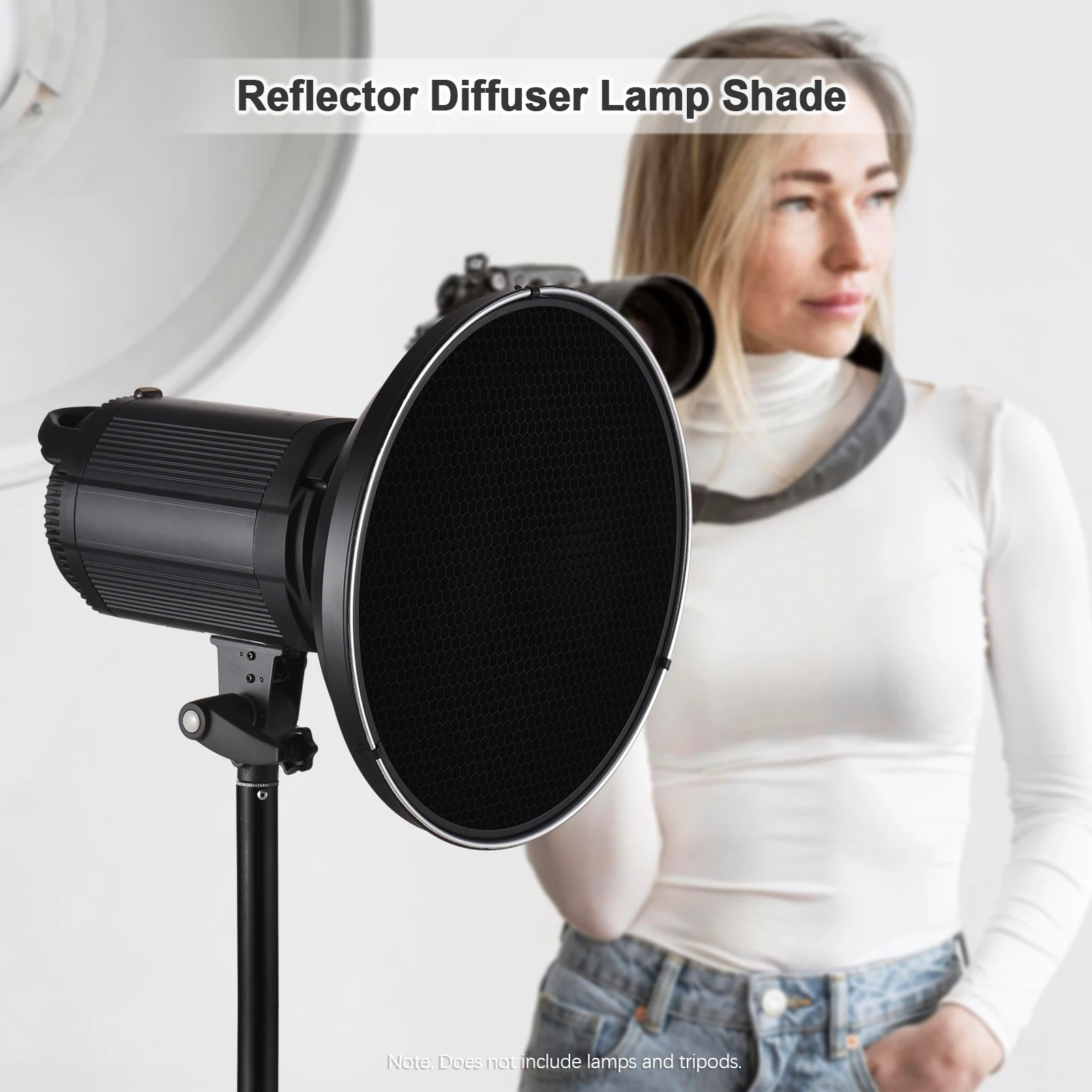 30 cm Standard-Reflektor Beauty Dish Bowens-Halterung mit weißem Diffusor-Reflektor, Wabengitter für Studio-Portraitfotografie Image