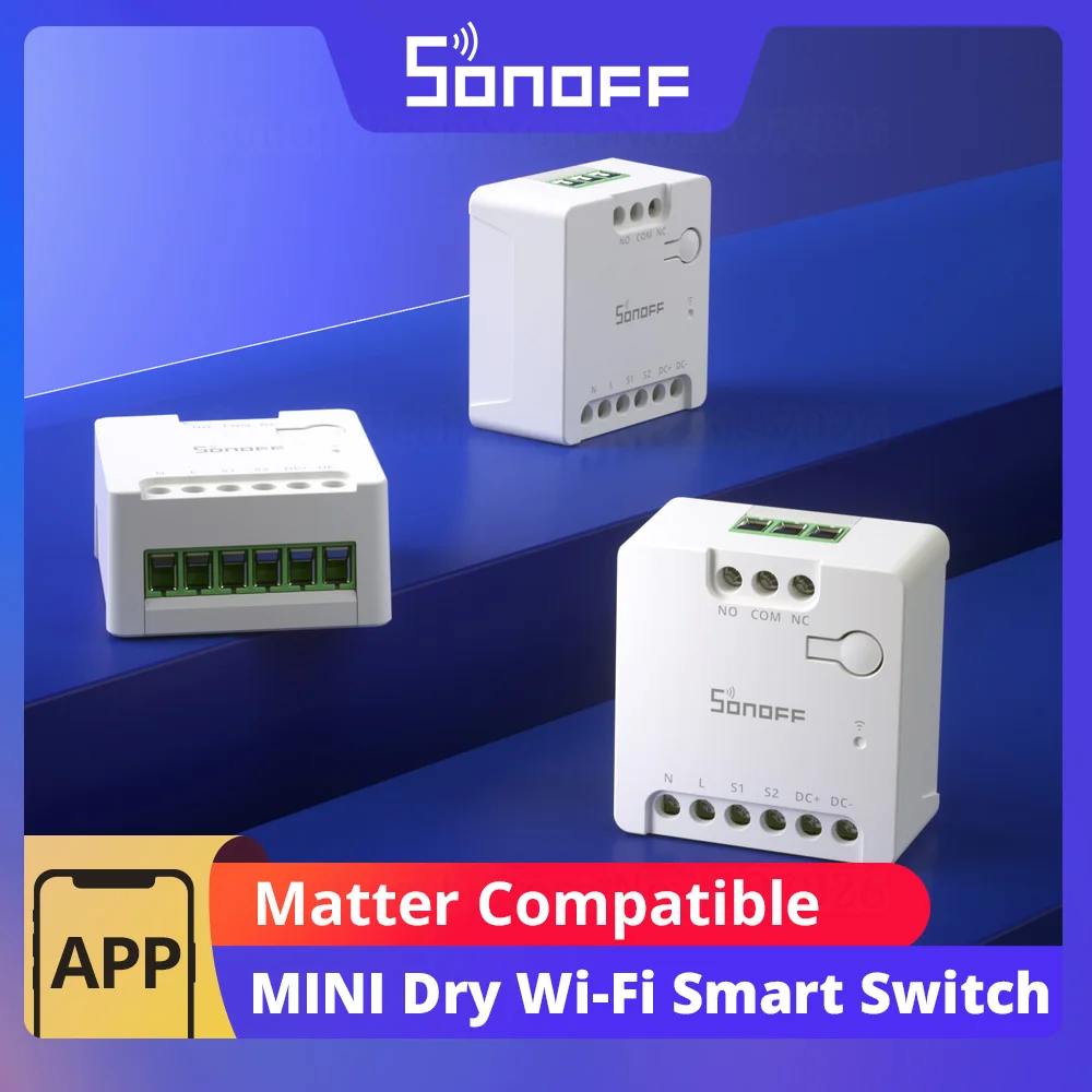SONOFF MINI-D Trockenkontakt WiFi Smart Switch ESP32 Chip Matter Kompatibler AC/DC-Eingang 1-10PCS Set Smart Scene über eWeLink Alexa Image
