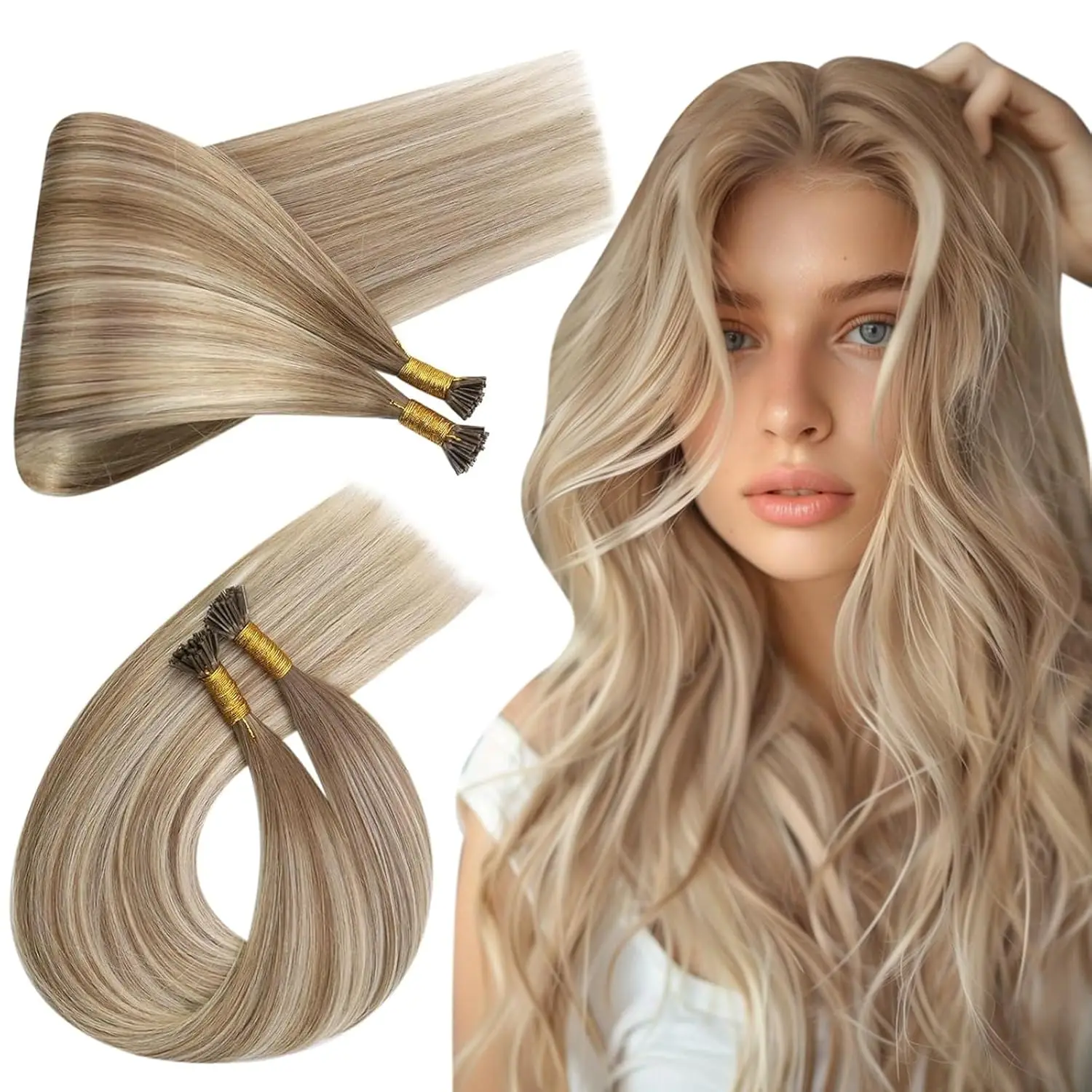 Ugeat Gerade I Tip Haarverlängerungen Fusion Kapsel Keratin Haar 14/22 Zoll Natürliches Echthaar Remy Haar Image